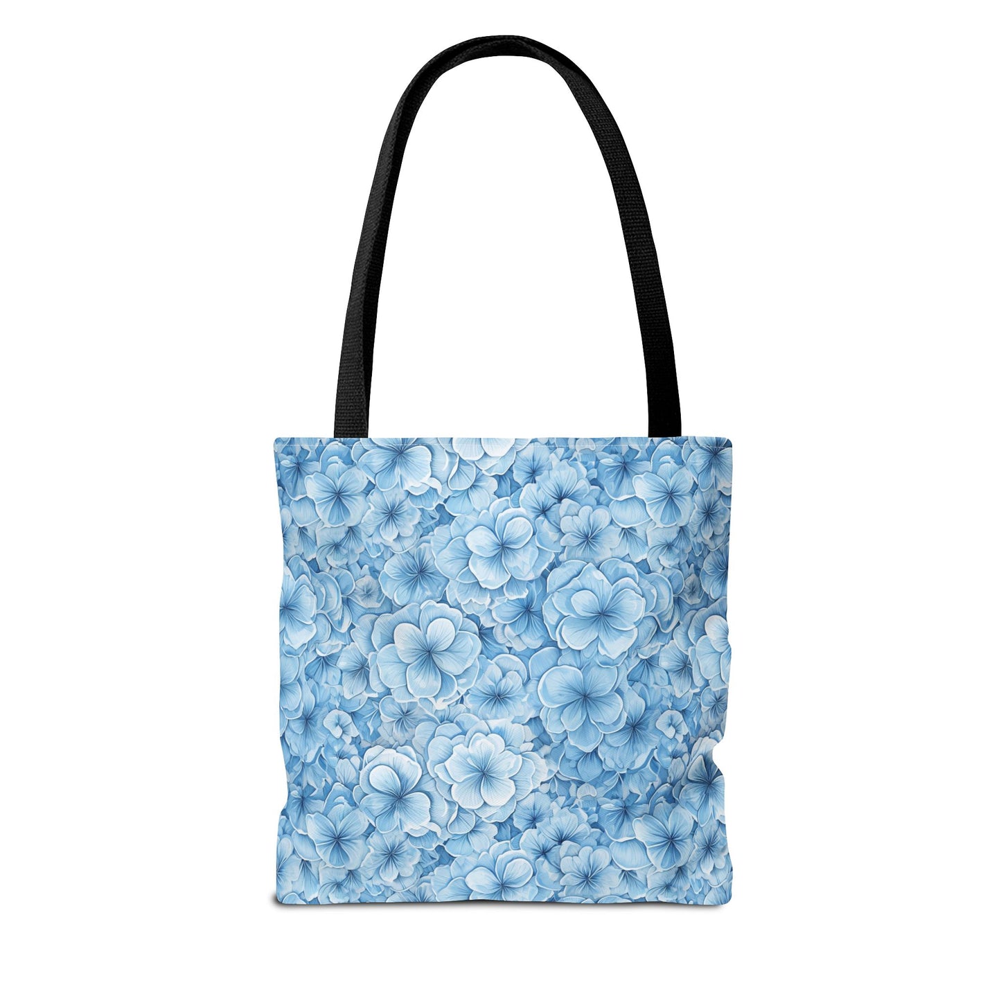Blue Watercolor Floral Tote Bag — Reusable Flower Pattern Shopper