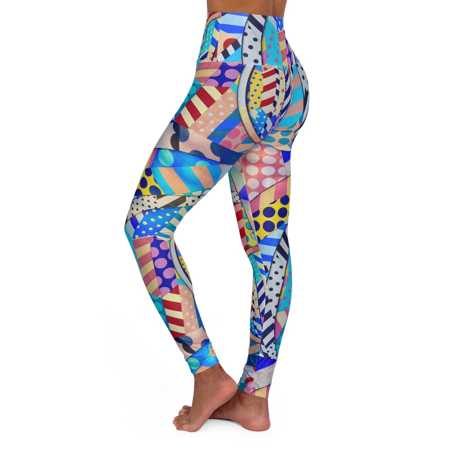 Colorful High Waisted Yoga Leggings, Stylish Fitness Pants