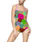 Colorful Geometric Women's One-Piece Swimsuit, Summer Beachwear, Pool Party Attire, Vacation Outfit, Swim Fashion