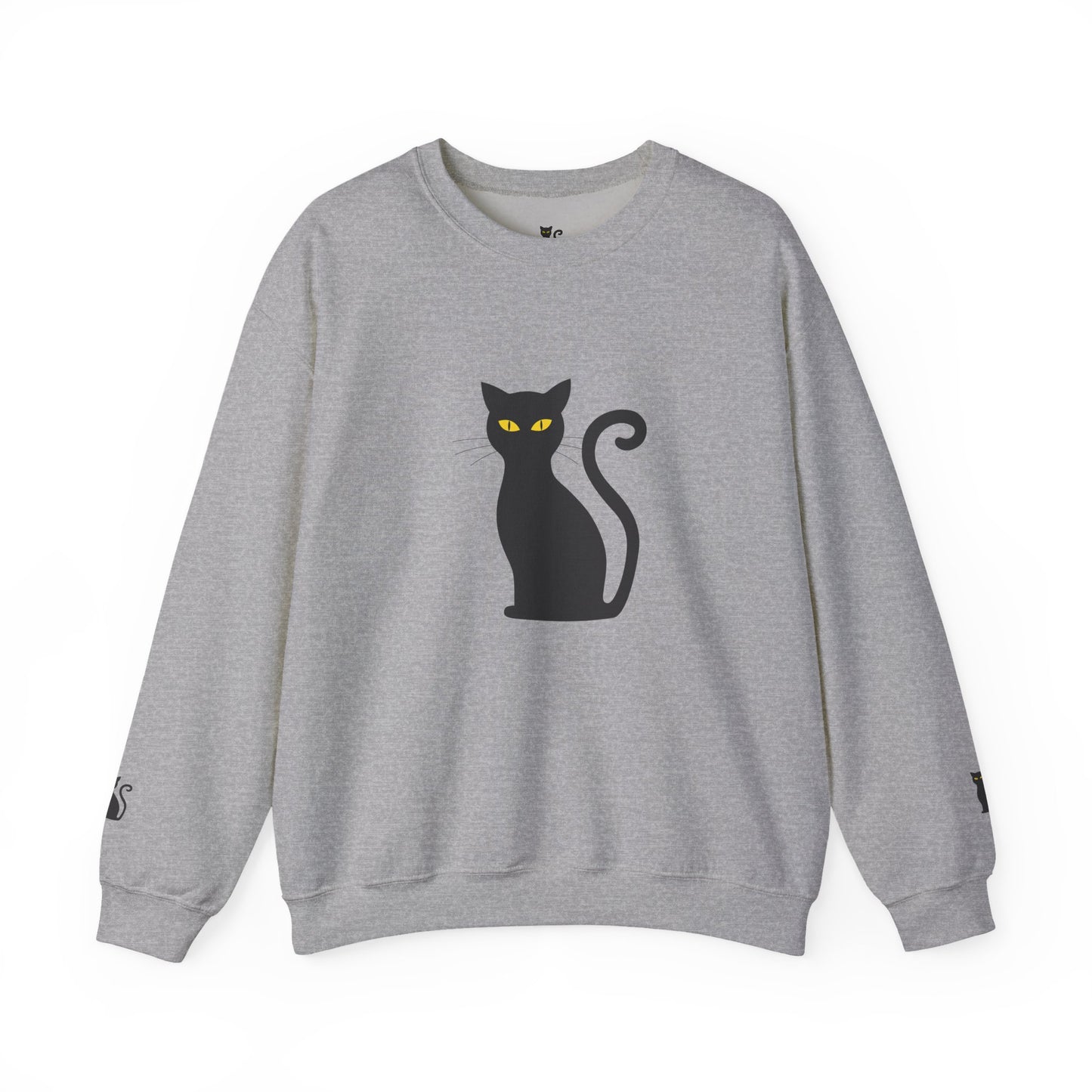 Black Cat Crewneck Sweatshirt — Cute Witchy Halloween Cat Pullover