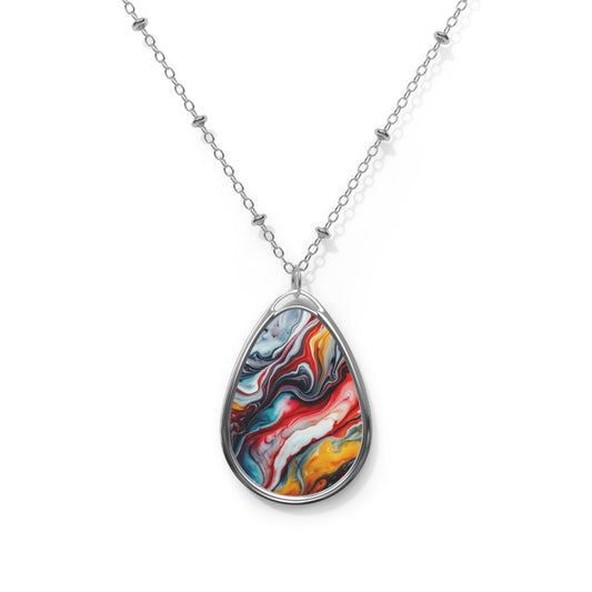 Colorful Oval Necklace, Bohemian Jewelry, Unique Gift for Her