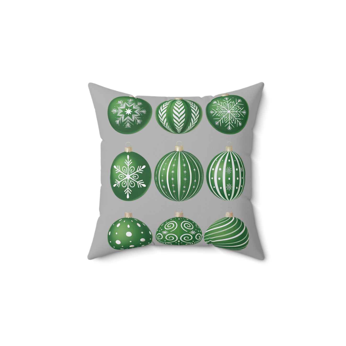 Christmas Ornament Pillow, Cozy Holiday Decor, Winter Home Accent, Gift for Christmas Lovers, Green and Gray Pillow