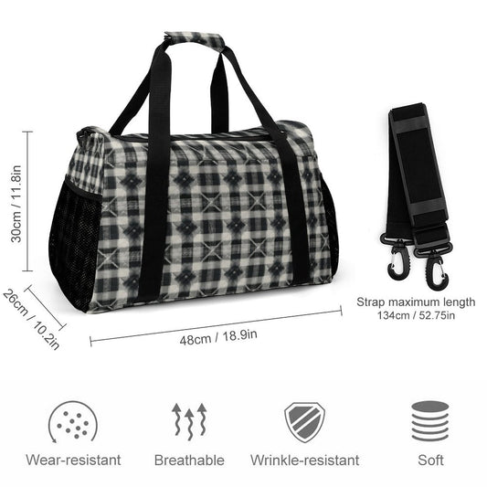Travel Duffel Bag - Black and White