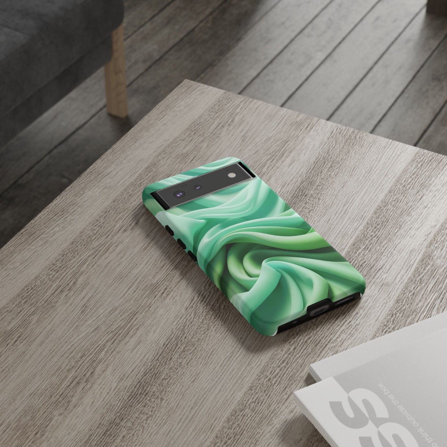 Stylish Phone Case, Tough Case, Green Abstract Design, Cell Phone Cover, Unique Gift, Trendy Accessory