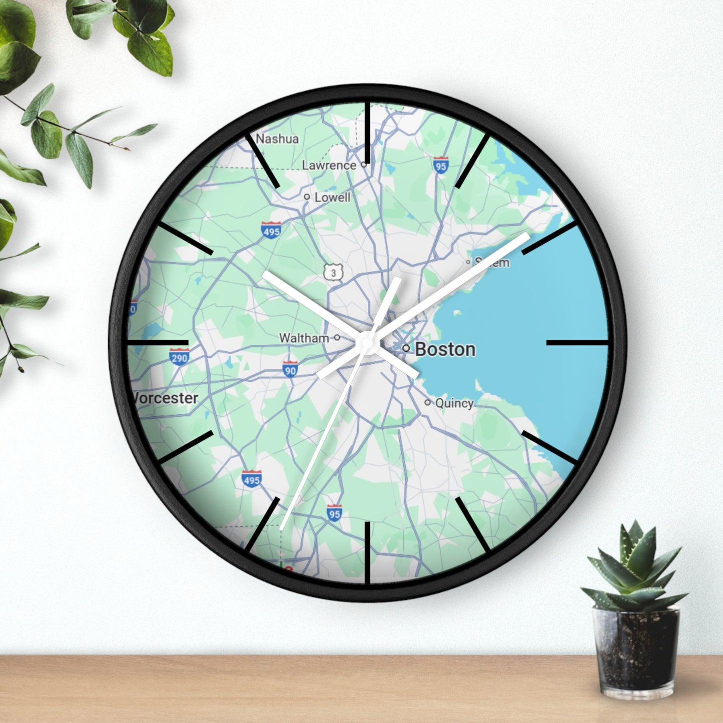 Boston Map Wall Clock - Unique Home Decor, Gift for Boston Lovers, Custom Wall Art, Office Decorations, Modern Timepiece