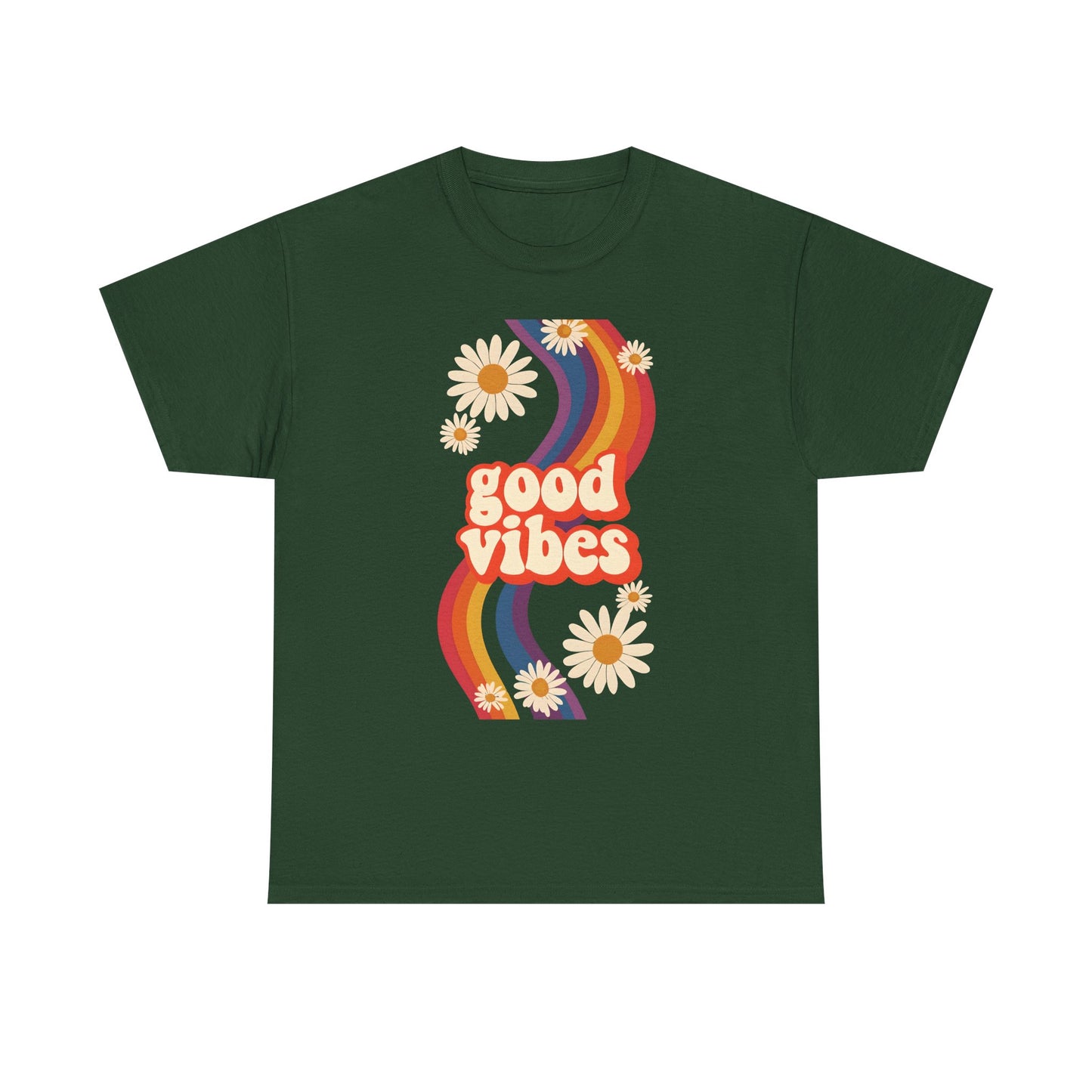 Good Vibes Unisex Heavy Cotton Tee, Retro Graphic T-Shirt, Feel Good Apparel, Summer Outfit, Casual Gift for Friends
