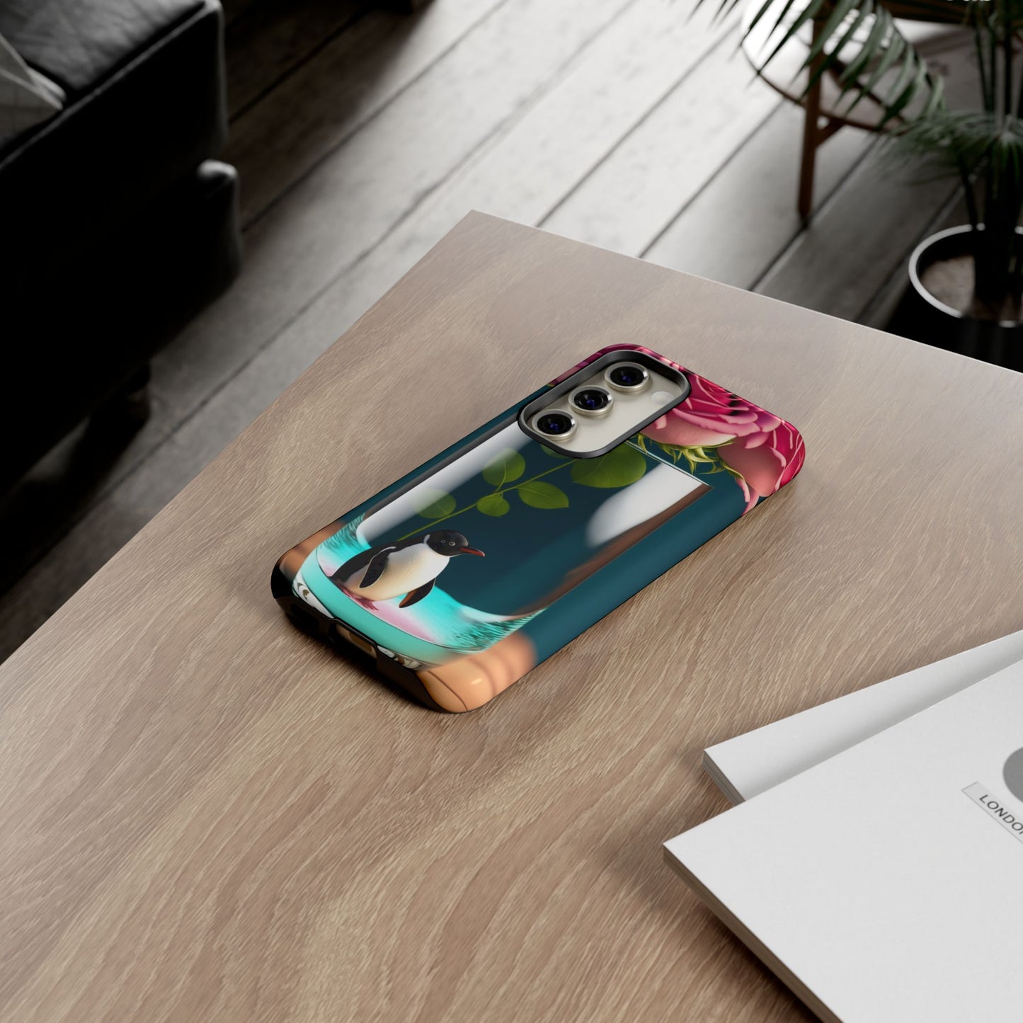 Penguin in a Glass Floral Tough Phone Case — Cute Protective Phone Cover