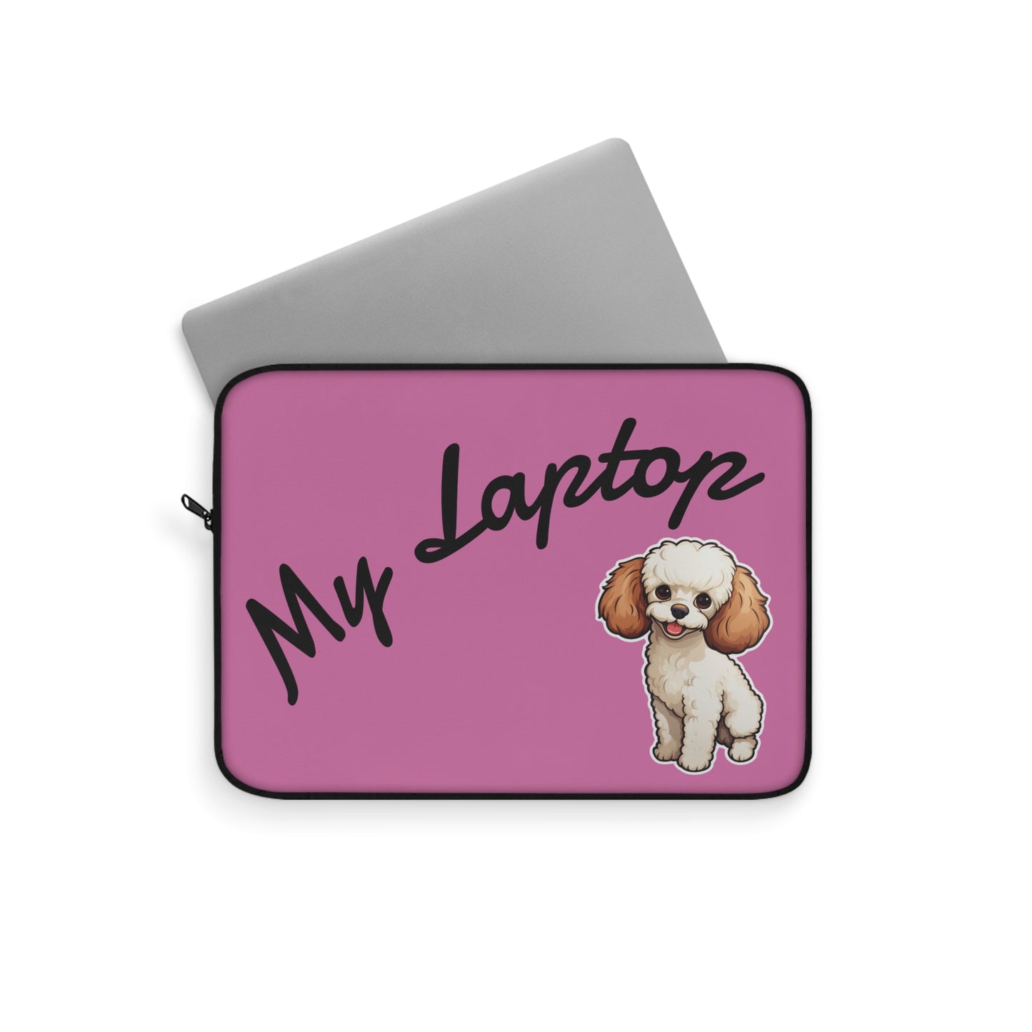 Cute Dog Laptop Sleeve, Pet Lover Gift, Personalized Laptop Case, Pink Sleeve for Students, Funny Laptop Accessory