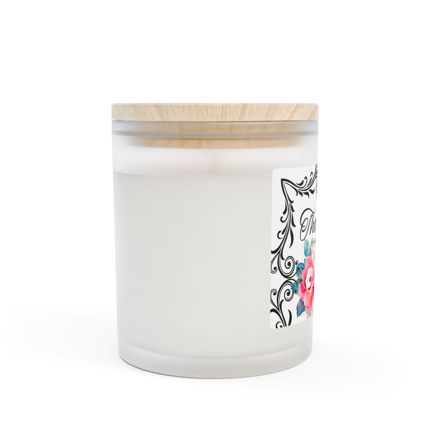 Thank You Floral Frosted Glass Candle — 11oz Appreciation Gift