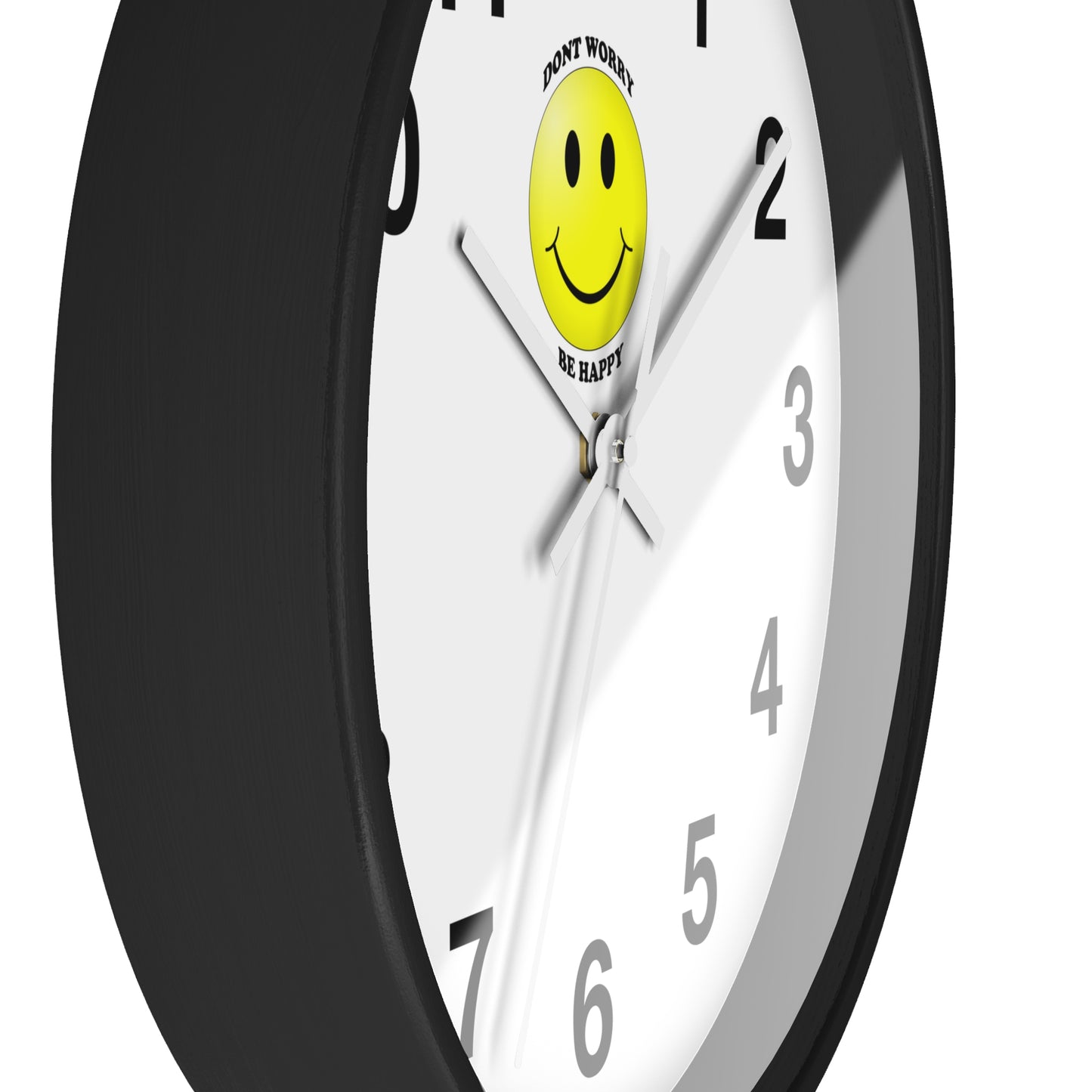 Cheerful Wall Clock with Smiley Face - Don't Worry Be Happy - Home Decor, Gift for Friends, Motivational Decor, Office Wall Art
