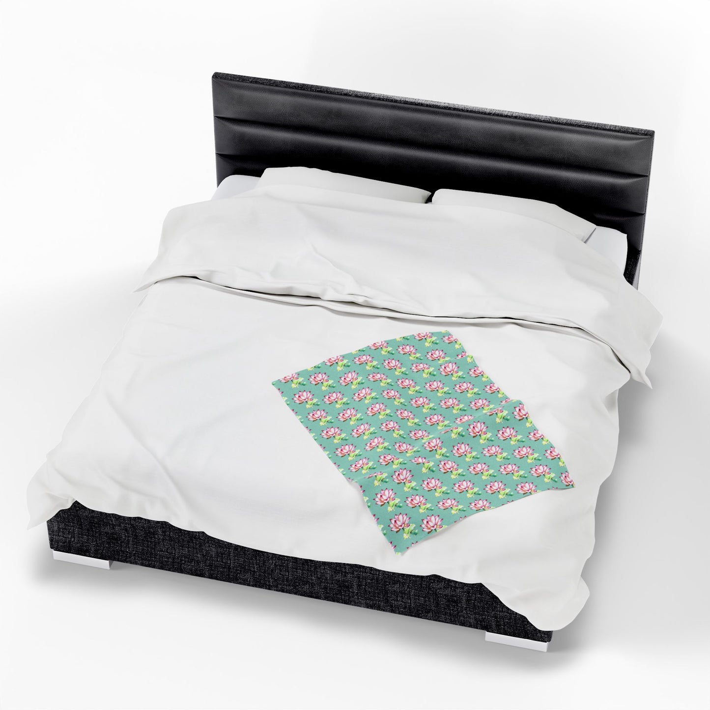 Cozy Velveteen Plush Blanket with Lotus Floral Print, Soft Throw Blanket, Home Decor for Relaxation, Gift for all Occasions