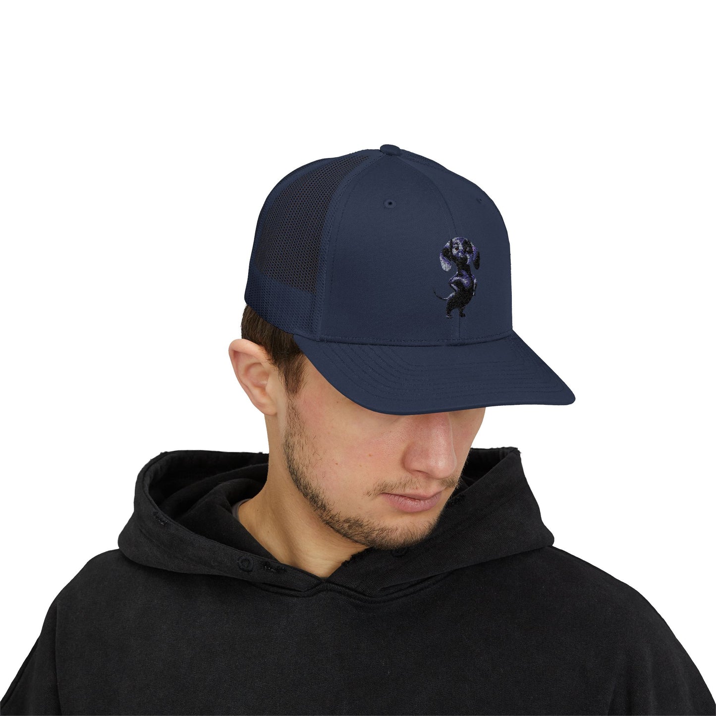 Dachshund Galaxy Trucker Cap – Embroidered Space Sausage Dog Snapback