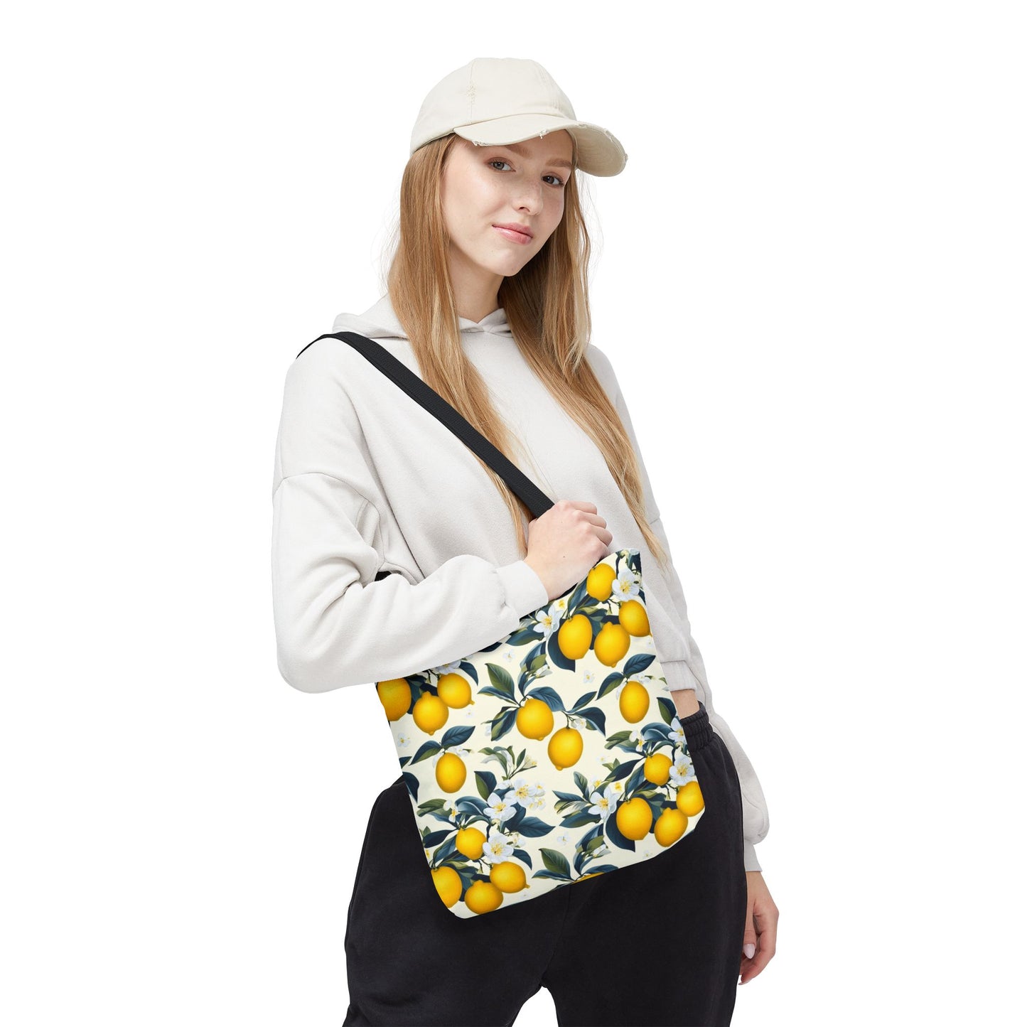 Lemon Blossom All-Over Print Tote Bag — Citrus Floral Market Bag