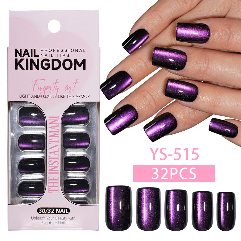 Purple Cat Eye Almond Press On Nails (MOQ=3) – Image 12