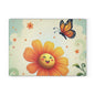 Cheerful Floral Glass Cutting Board, Kitchen Decor, Gift for Home, Cooking Accessory, Butterfly Artwork, Spring Inspired