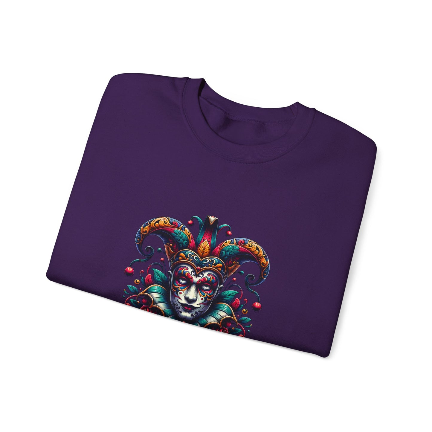 Colorful Jester Sweatshirt, Unisex Heavy Blend Crewneck, Unique Art Apparel, Trendy Fashion, Cozy Gift for Adults