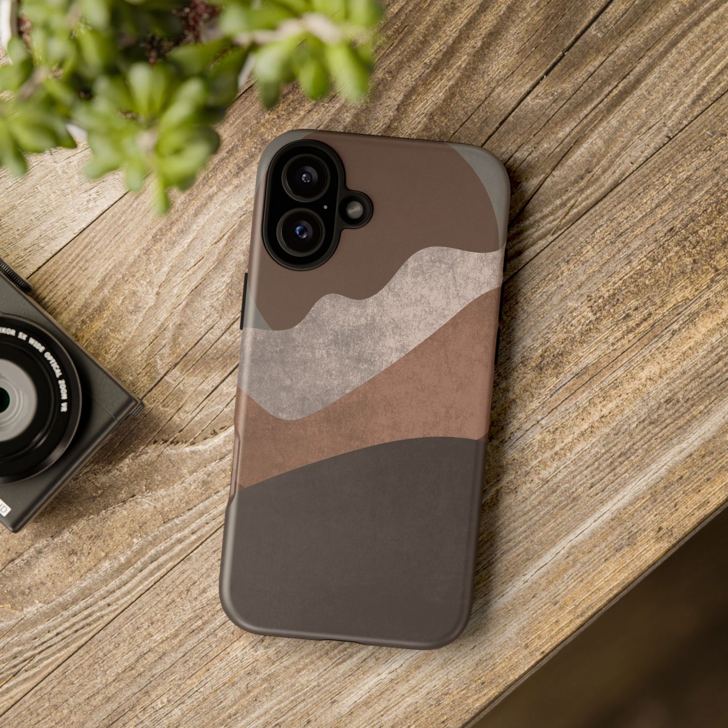 Abstract Earthtone Phone Case — Brown Layered Rugged Tough Case