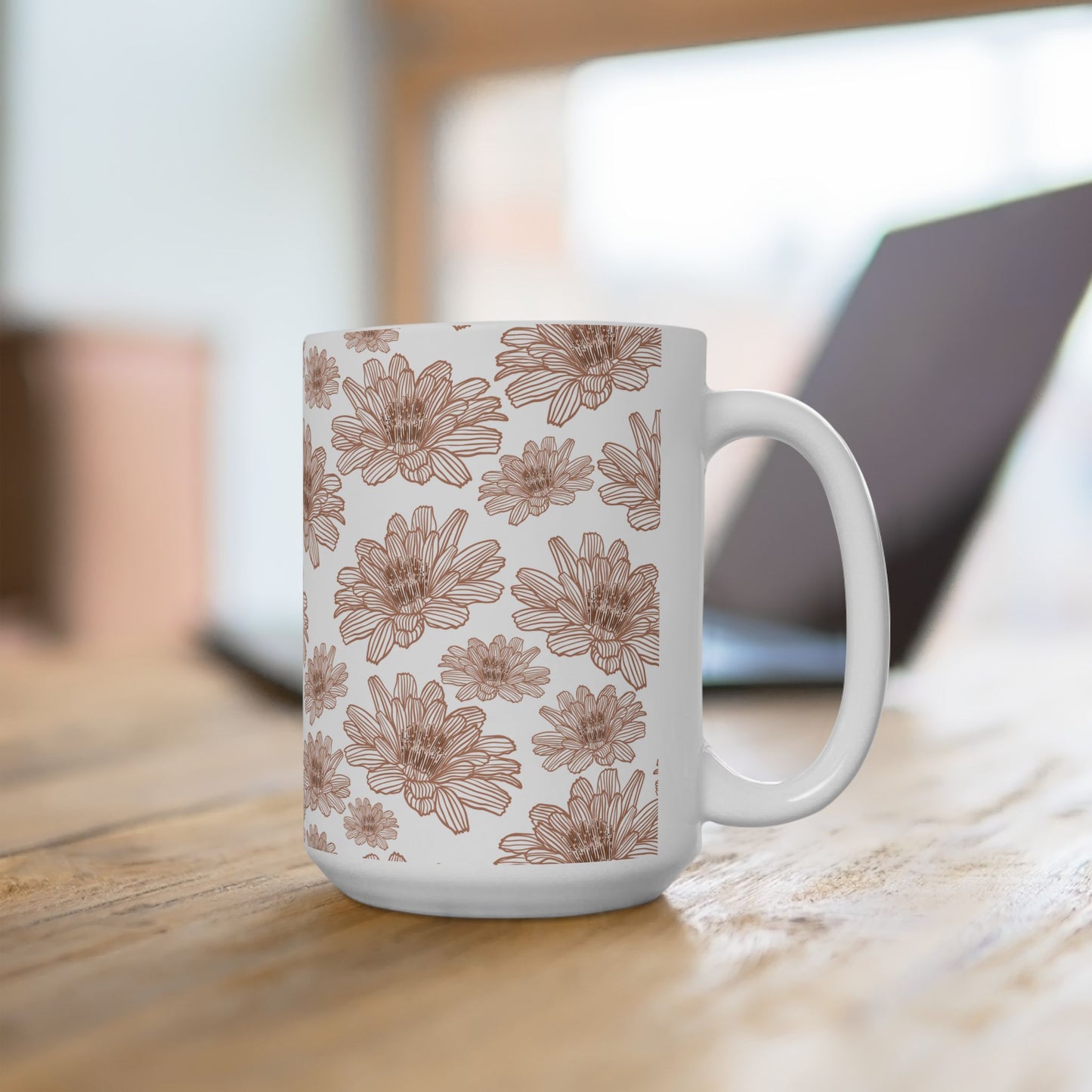 Floral Ceramic Mug - Pink Lotus Coffee Cup, Gift for Flower Lovers, Home Decor, Mother's Day, Tea Drinkers, Cozy Mornings