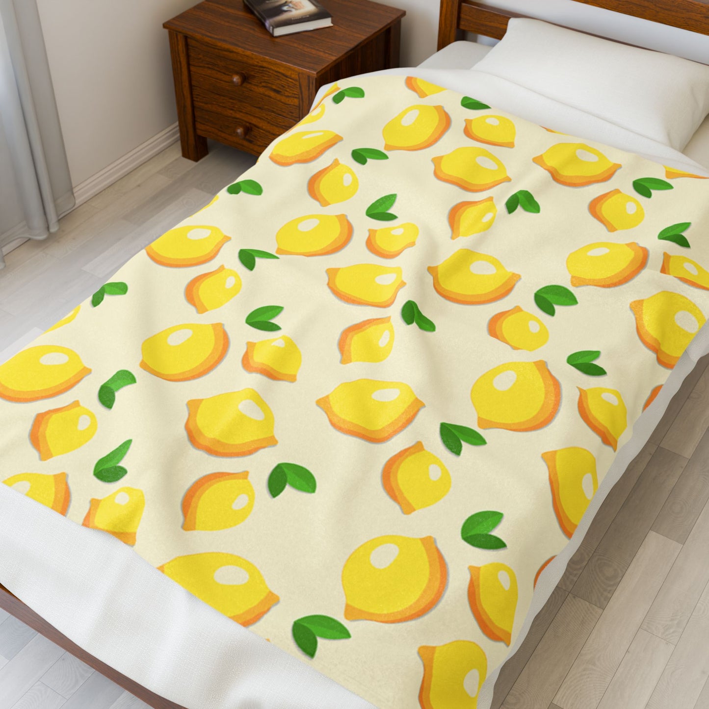 Lemon Pattern Velveteen Plush Blanket – Cozy for Home, Cute Gift