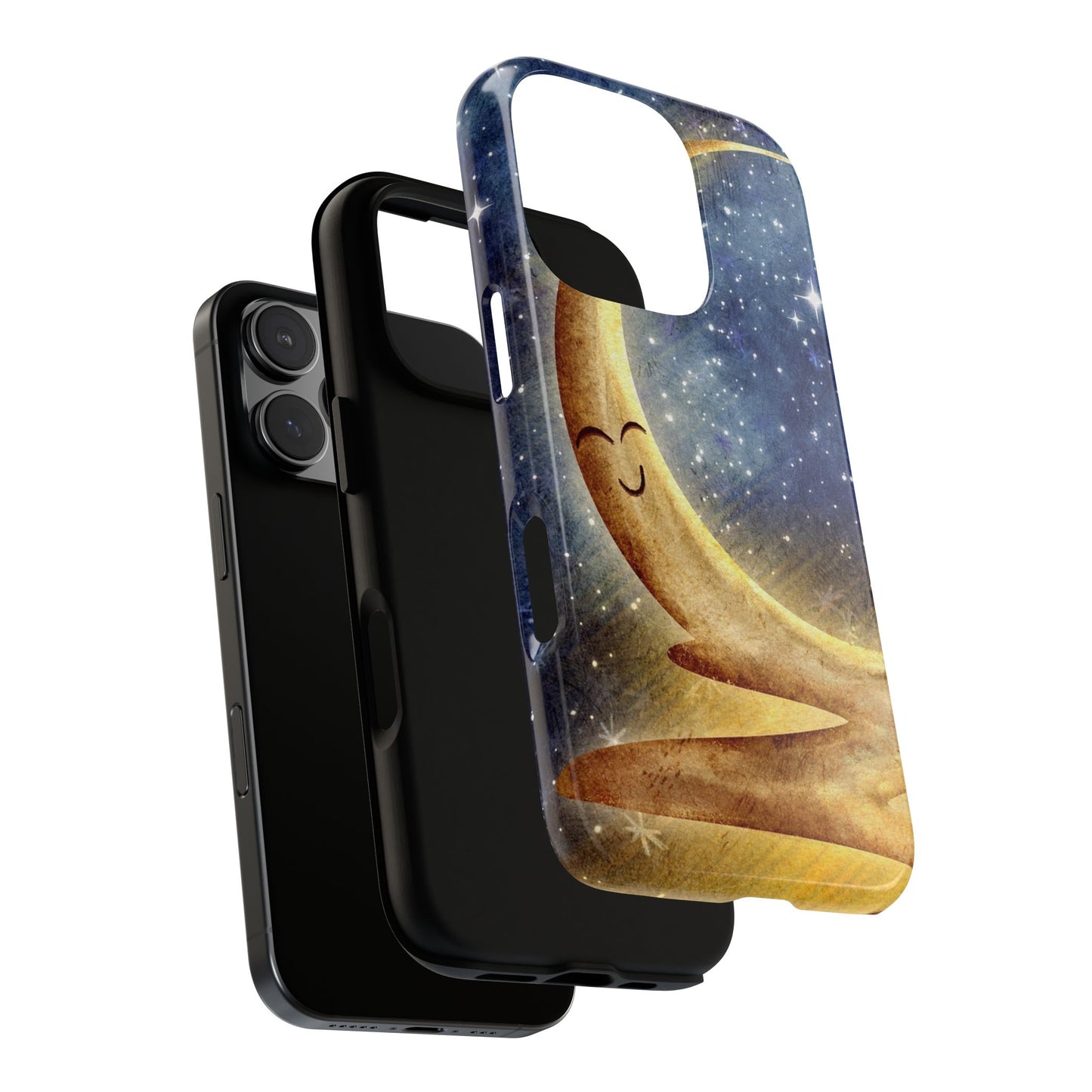 Moonlit Smile Phone Case — Starry Night Crescent Moon iPhone Cover