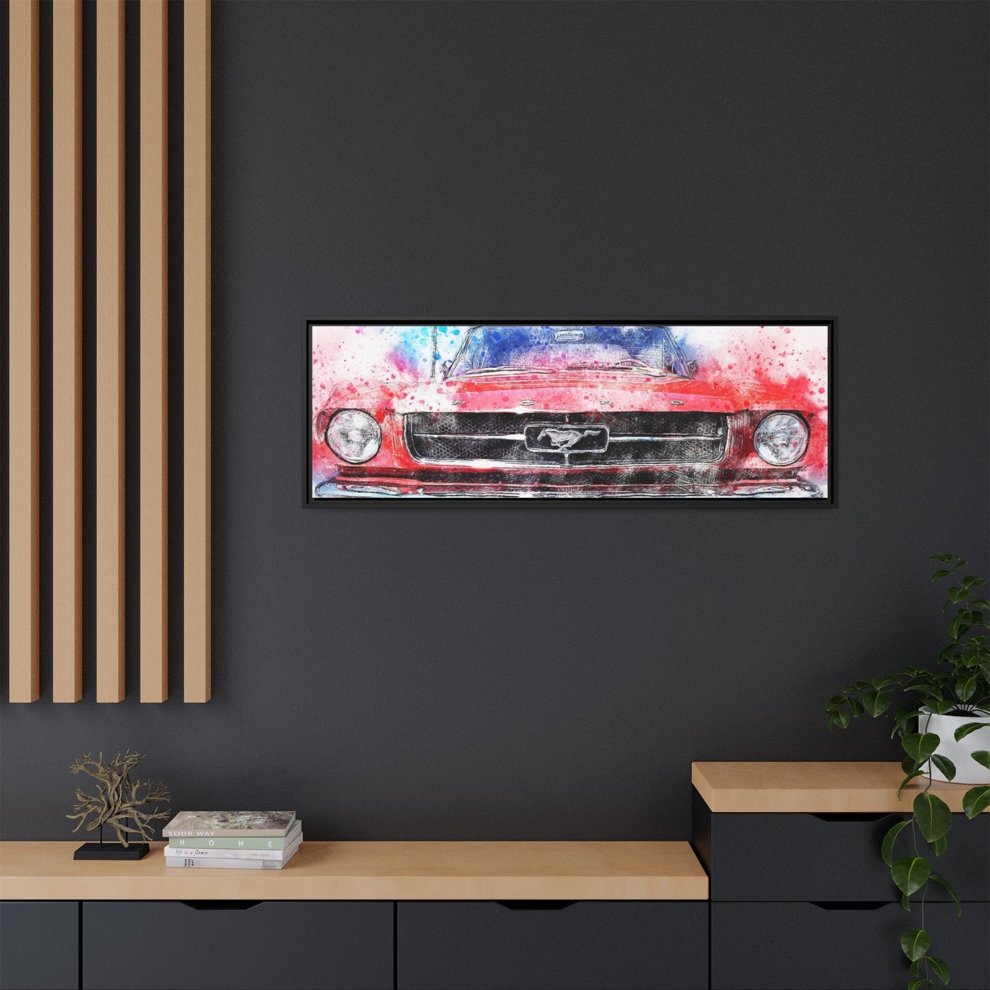 Matte Canvas, Framed Mustang Car