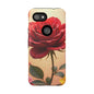 Floral Phone Case with Red Rose Design, Tough Phone Cover, Flower Print, Gift for Her, Stylish Accessory, Floral Aesthetic