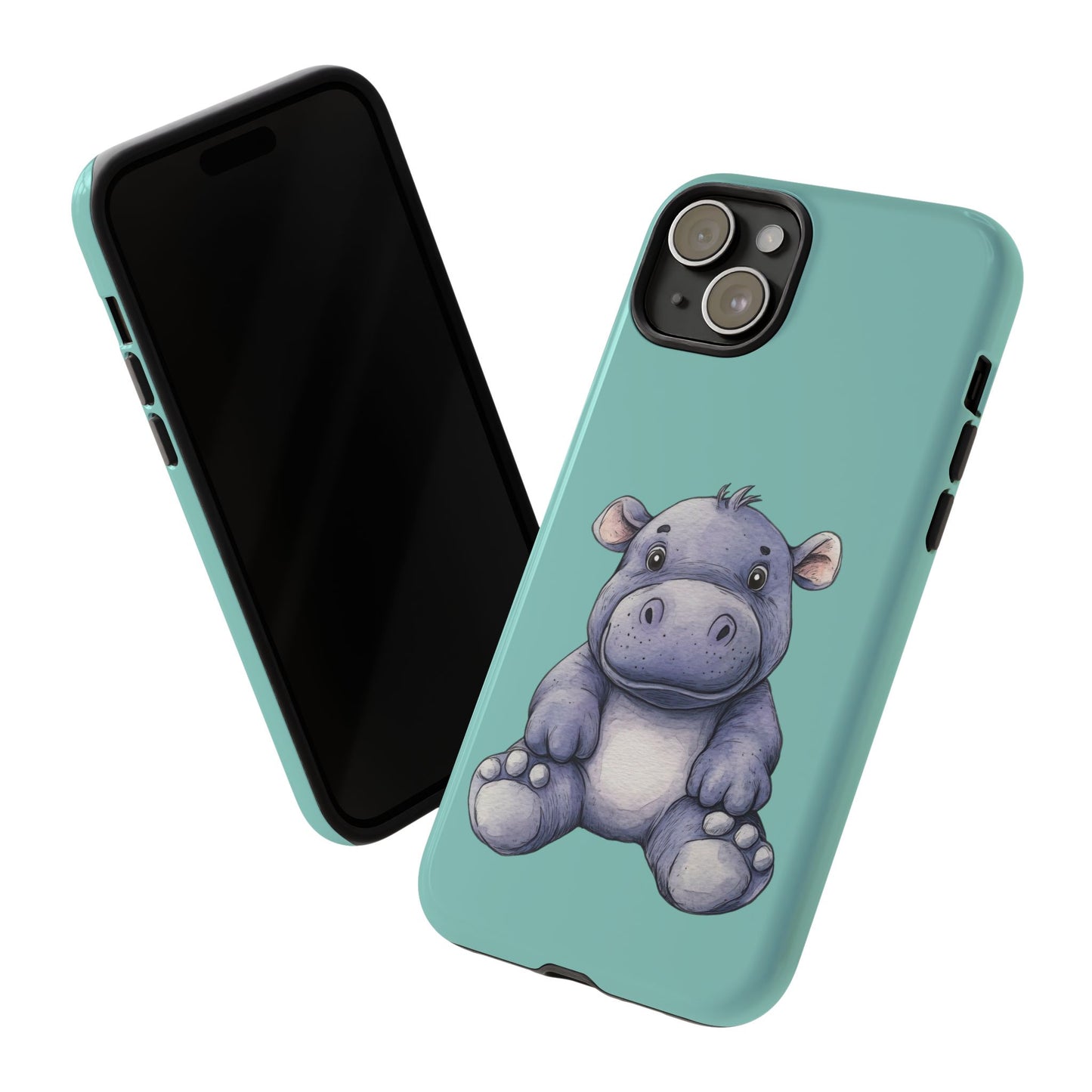 Cute Hippo Phone Case, Tough Phone Cover, Fun Animal Case, Gift for Kids, Cute Decor, Birthday Present