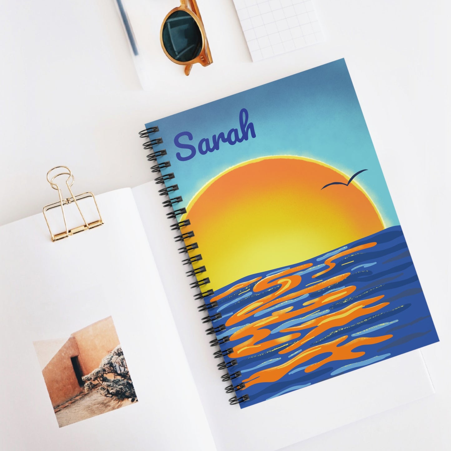 Personalized Ocean Sunset Spiral Notebook - Dream Journal, Travel Diary, Sketchbook, Gift for Students, Beach Lover