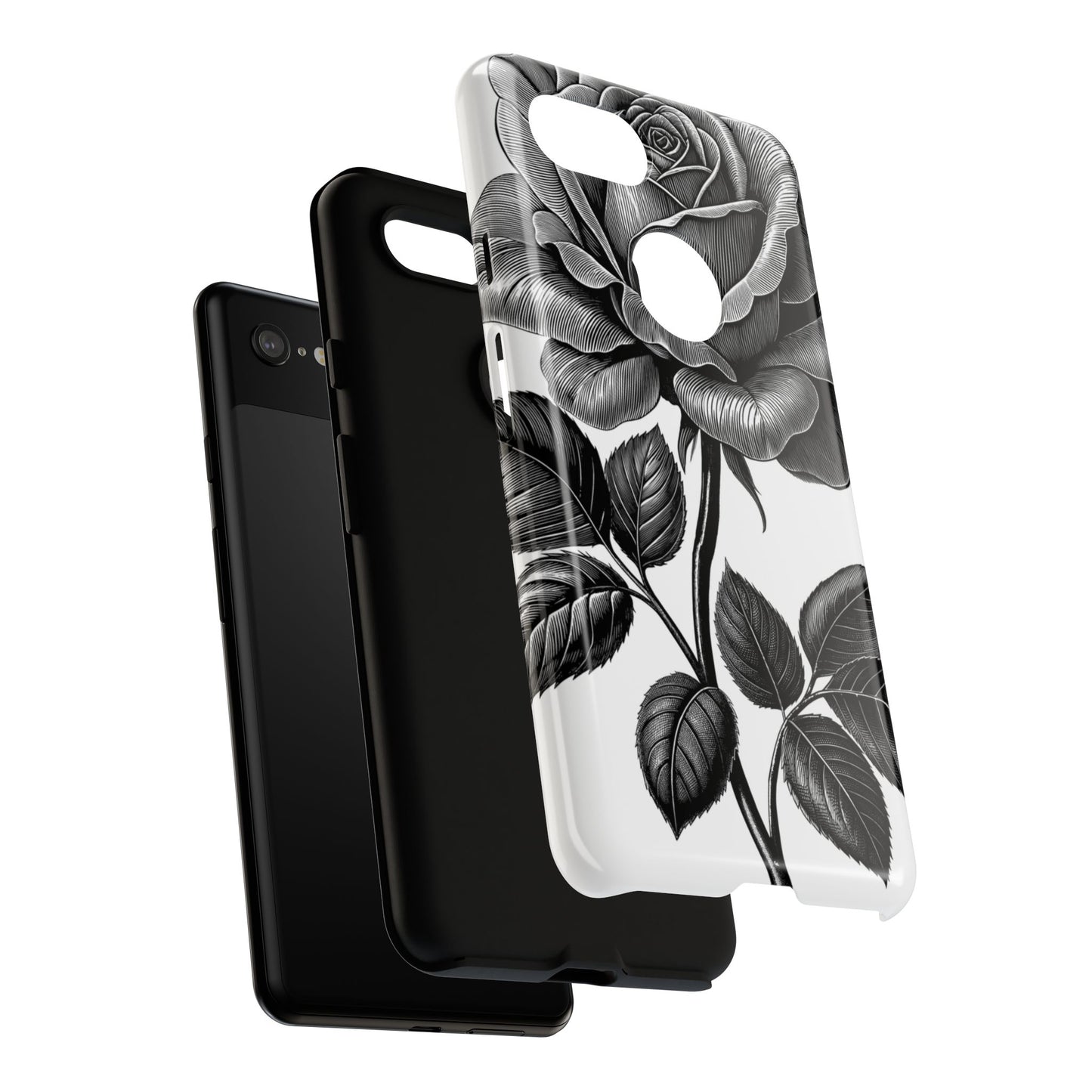 Elegant Floral Phone Case - Tough Cases, Black Rose Design, Floral Phone Cover, Stylish Phone Accessory, Gift for Her, Mother's Day