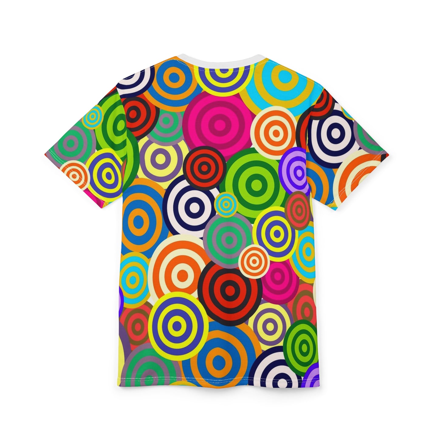 Colorful Circle Pattern Unisex Tee, Vibrant Graphic T-Shirt for Casual Wear, Gift for Art Lovers, Trendy Summer Style, Unique Retro Shirt