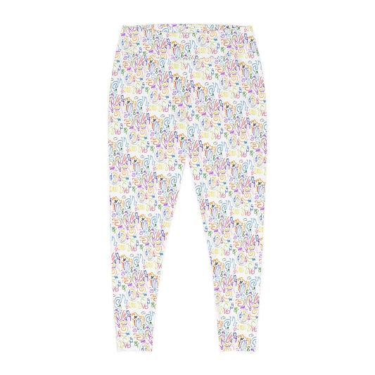 Vibrant Plus Size Leggings, Colorful AOP Activewear, Soft Stretchy Yoga Pants, Unique Pattern Leggings, Comfortable Everyday Fashion