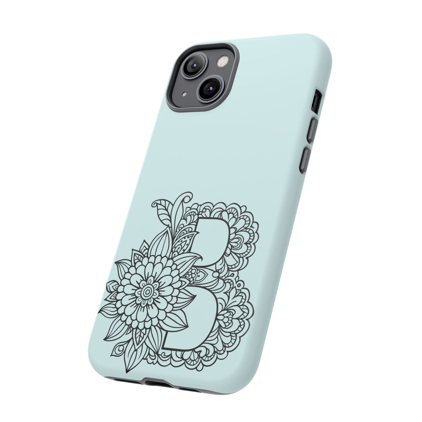 Personalized Tough Phone Case- Letter B, Floral Monogram Cell Phone Cover, Custom Protective Case, Unique Gift, Birthday, Graduation