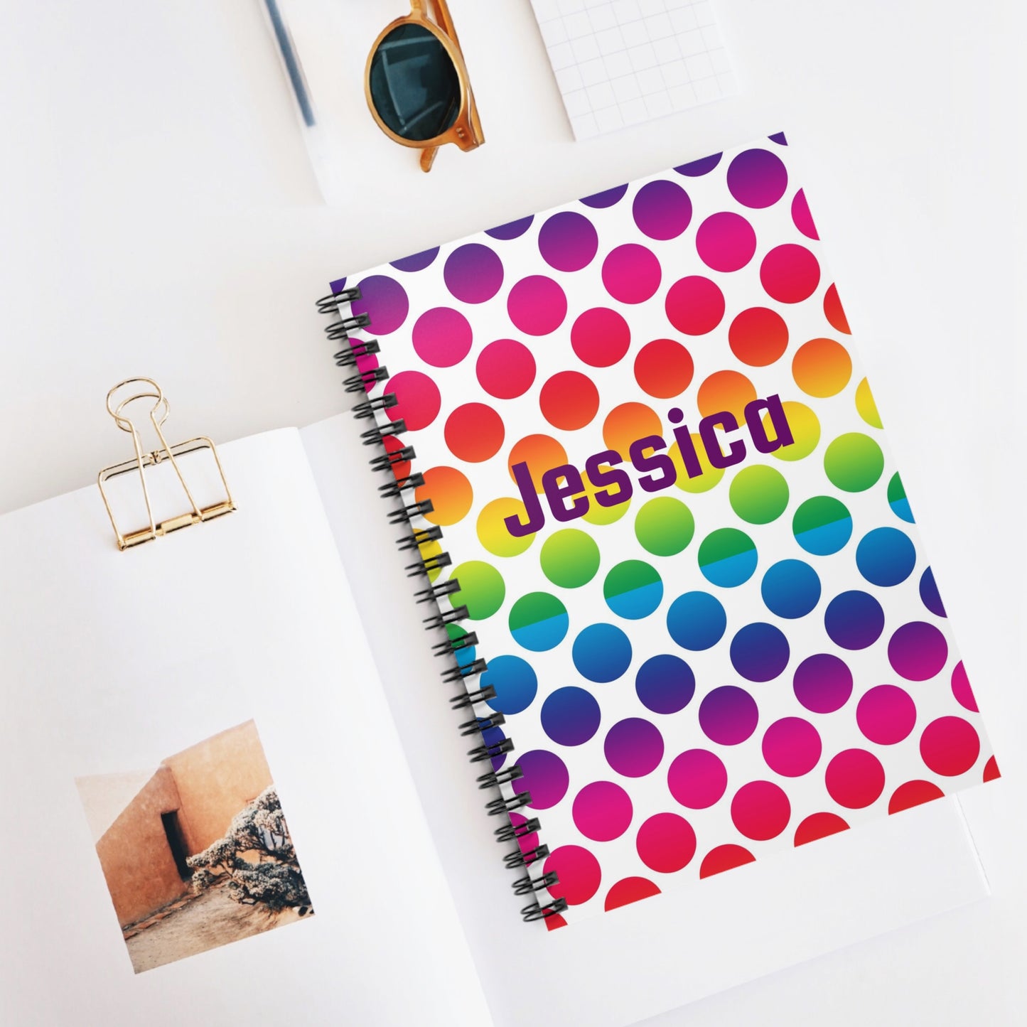Colorful Polka Dot Spiral Notebook, Cute Journal for Students, School Supplies, Gifts for Kids, Rainbow Stationery