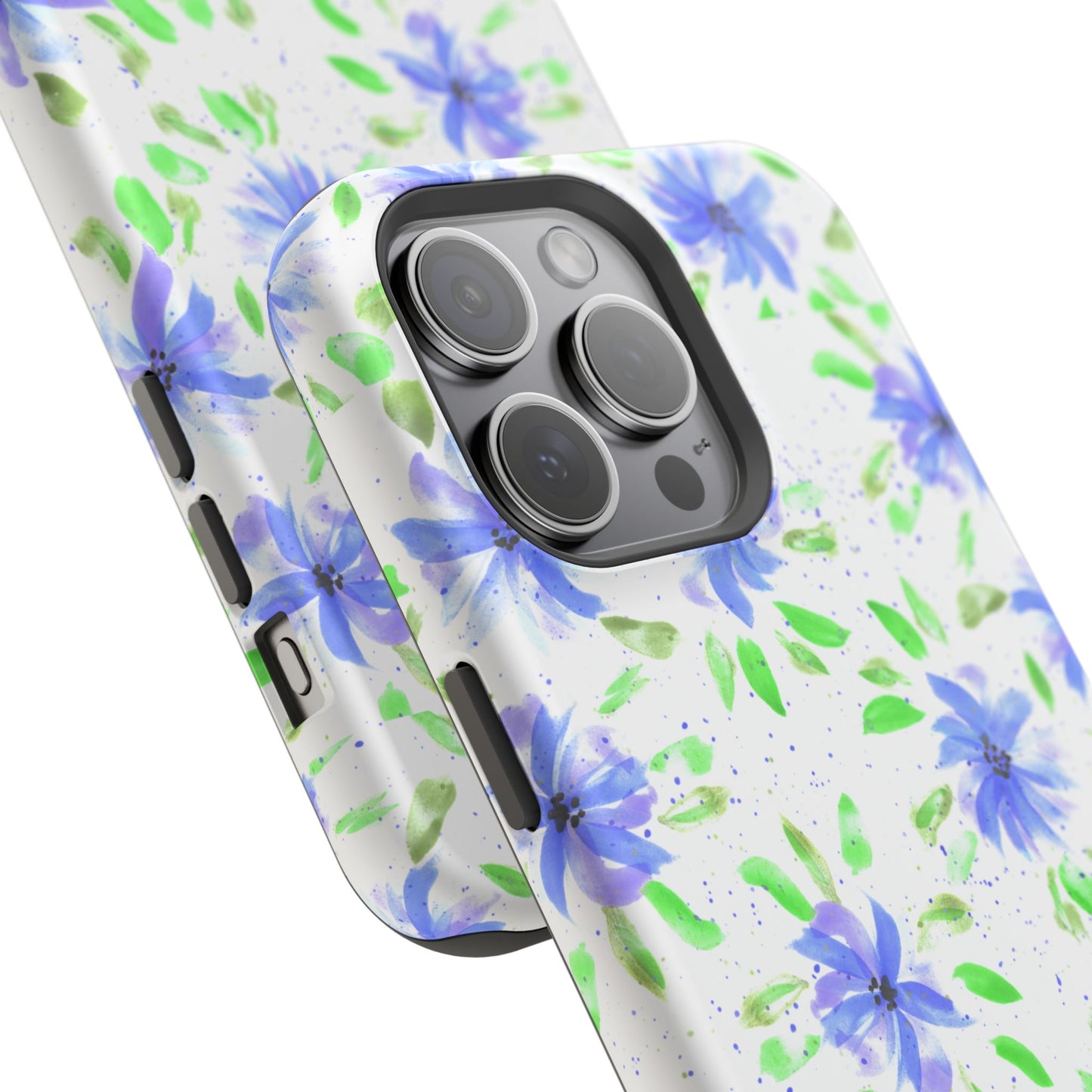 Floral Blue Watercolor Phone Case — Magnetic Impact-Resistant