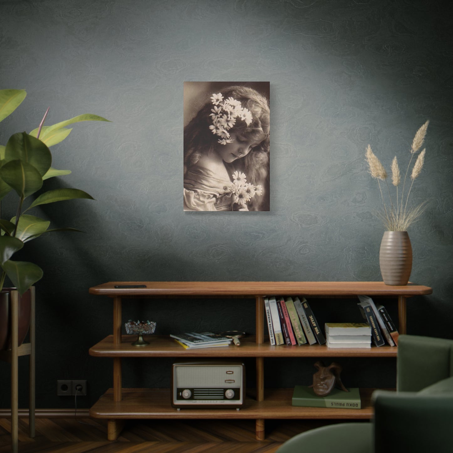 Vintage Floral Portrait Canvas