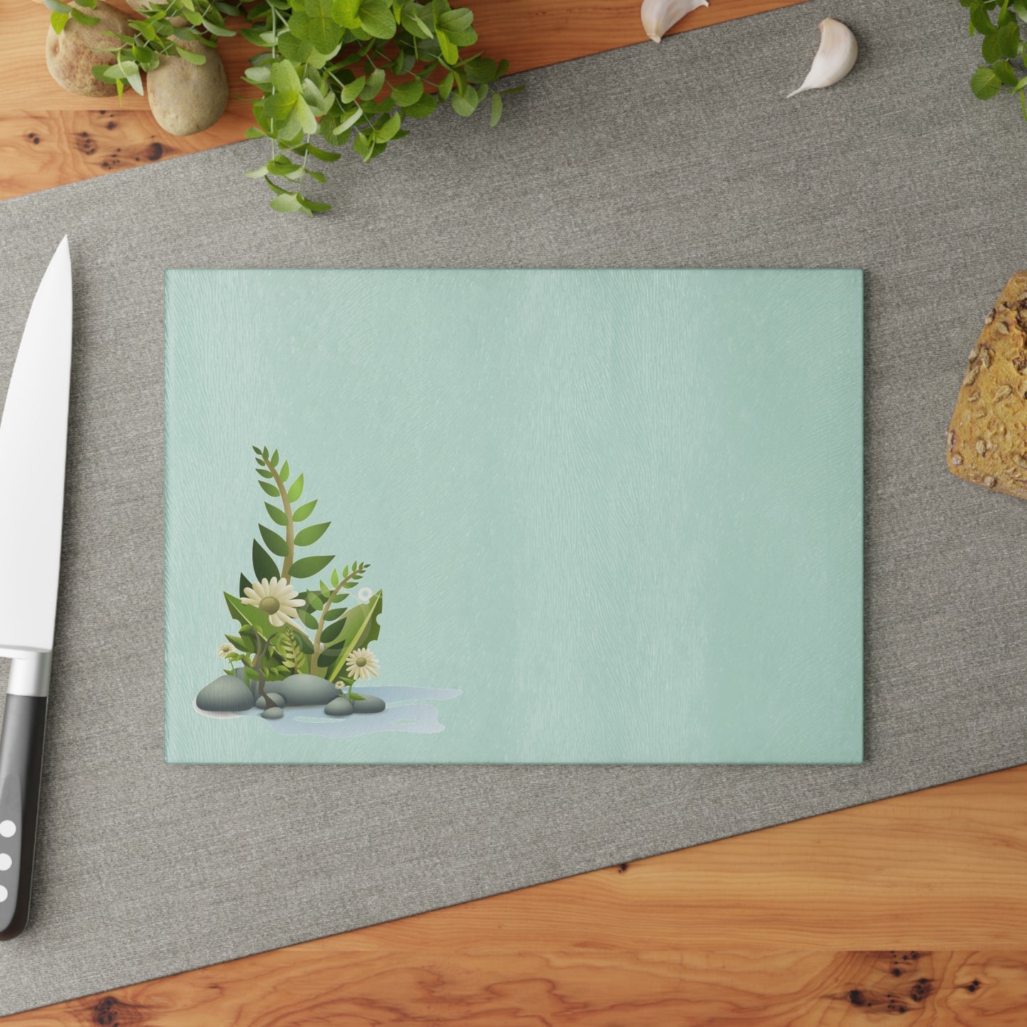 Floral Glass Cutting Board, Kitchen Decor, Gift for Chefs, Housewarming, Food Prep Board, Elegant Serving Tray