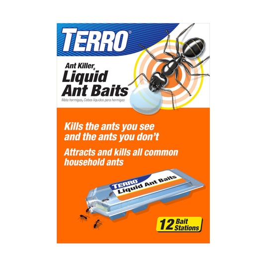 TERRO Ant Killer Bait Stations T300B - Liquid Bait to Eliminate Ants - Bait System - 12 Count Stations for Effective Indoor Ant Control