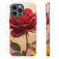 Floral Phone Case with Red Rose Design, Tough Phone Cover, Flower Print, Gift for Her, Stylish Accessory, Floral Aesthetic
