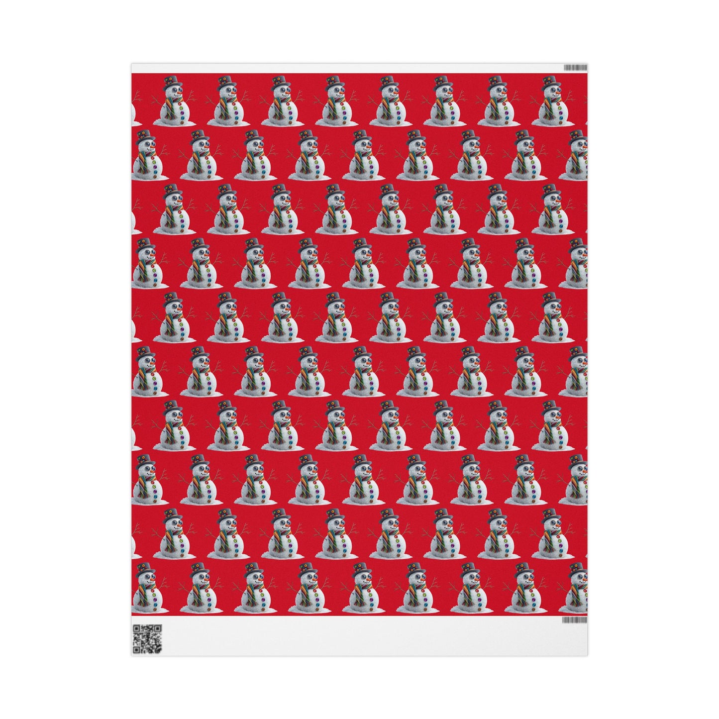Red Snowman Wrapping Paper Roll – Festive Holiday Gift Wrap with Cute Snowmen Pattern