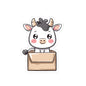 Cute Cow in Box Stickers, Adorable Laptop Decals