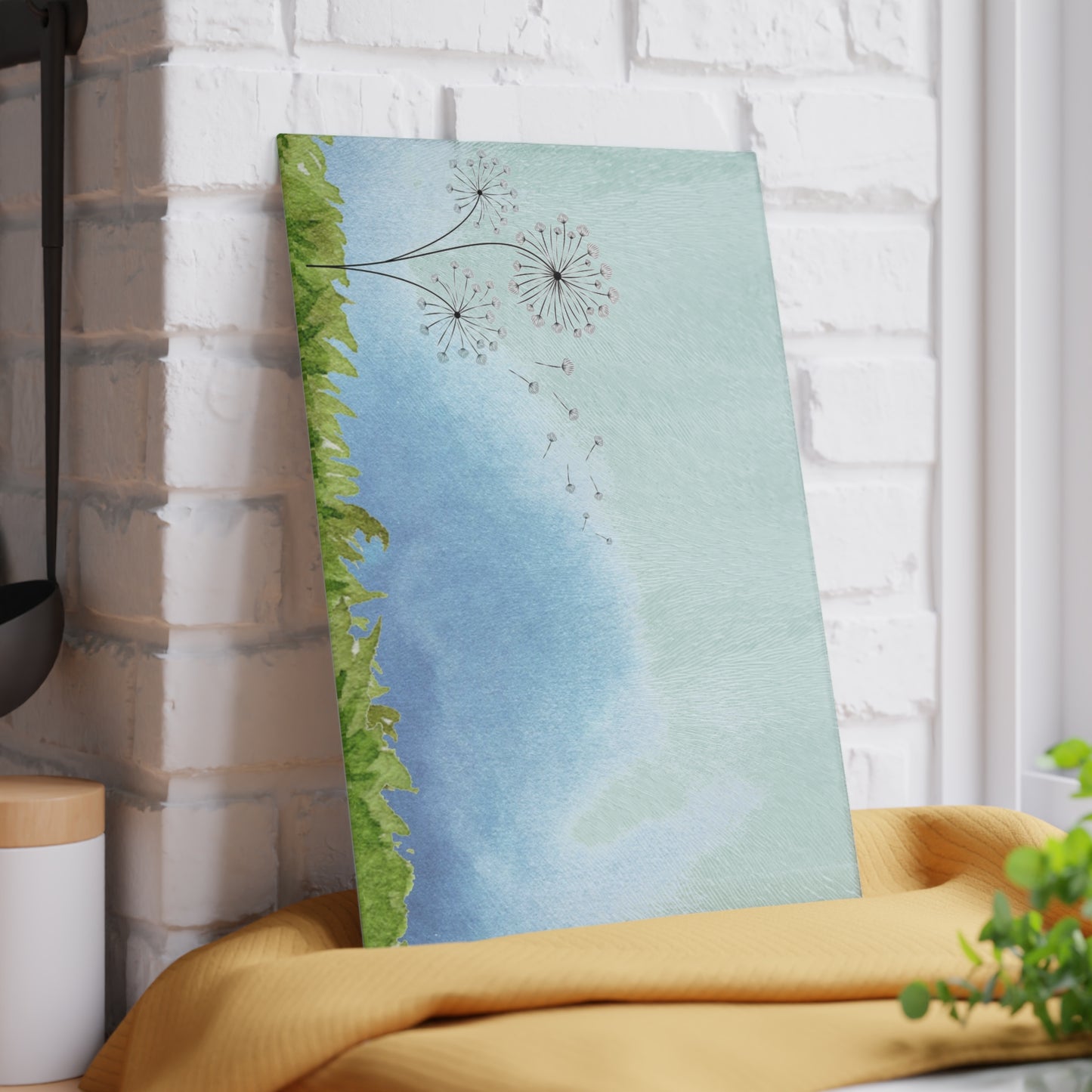 Artistic Glass Cutting Board - Floral Design for Kitchen Decor, Gift for Chefs, Wedding, Housewarming, Cooking Enthusiasts