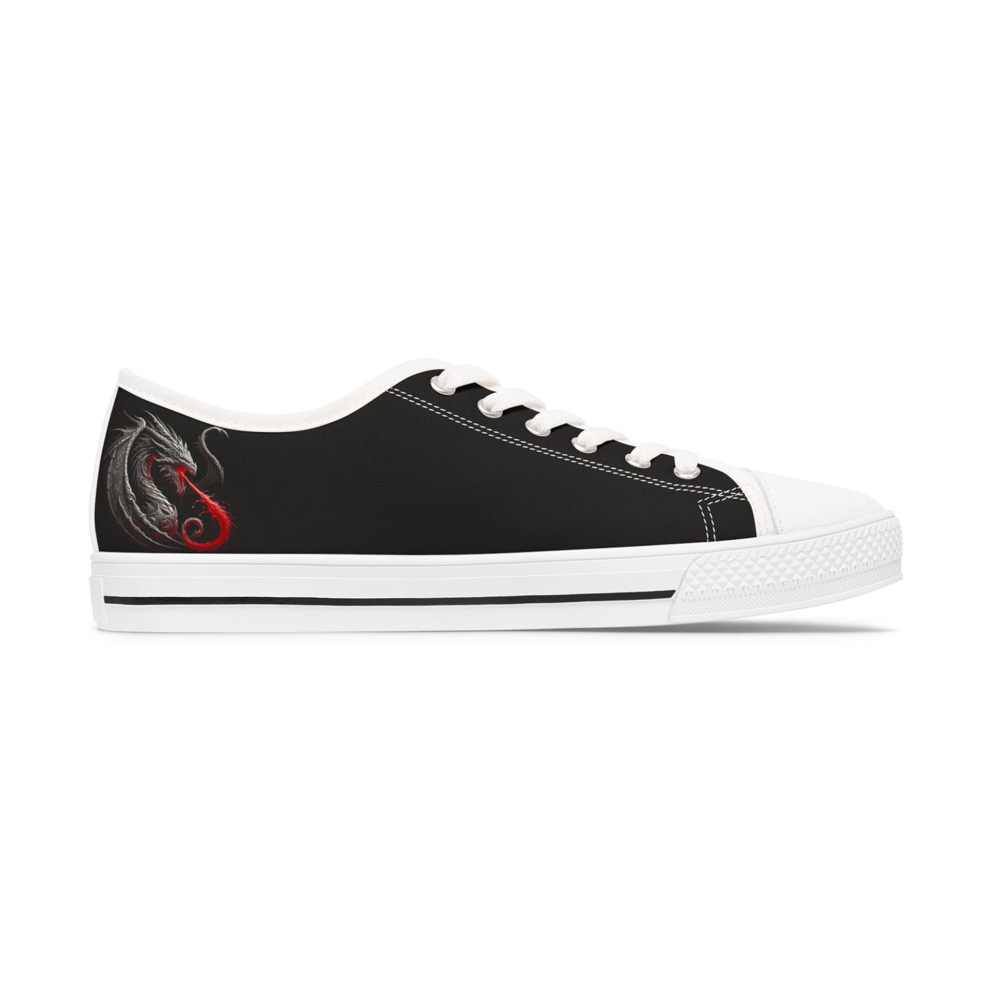 Low Top Sneakers — Black Dragon Wing Accent
