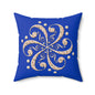 Blue Floral Swirl Decorative Pillow, Home Decor, Bohemian Accent, Sofa Cushion, Gift for Her, Living Room