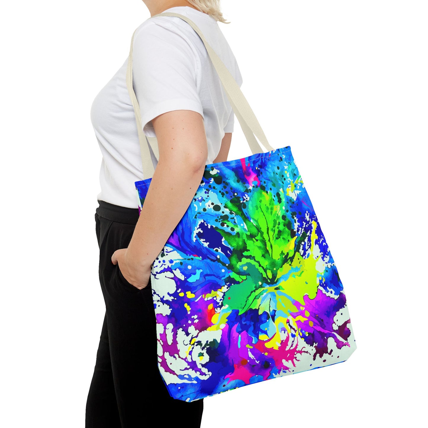 Vibrant Abstract Tote Bag Colorful Shopping Bag, Beach Tote