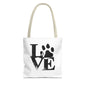 Love Paw Print Tote Bag, Pet Lover's Gift, Eco-Friendly Shopping Bag, Animal Rescue Fundraiser, Personalized Pet Tote