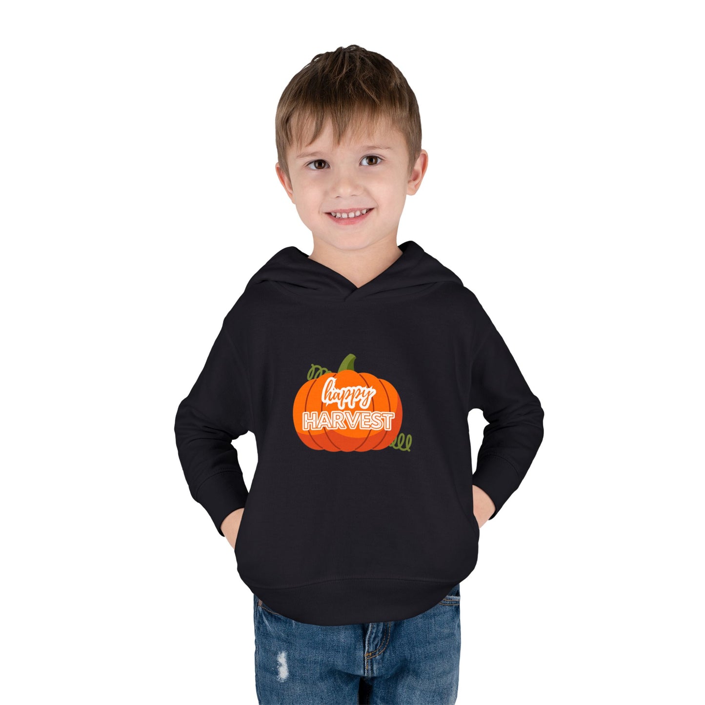 Toddler Happy Harvest Pullover Hoodie, Fall Kids Sweatshirt, Pumpkin Hoodie, Thanksgiving Gift, Cozy Autumn Wear