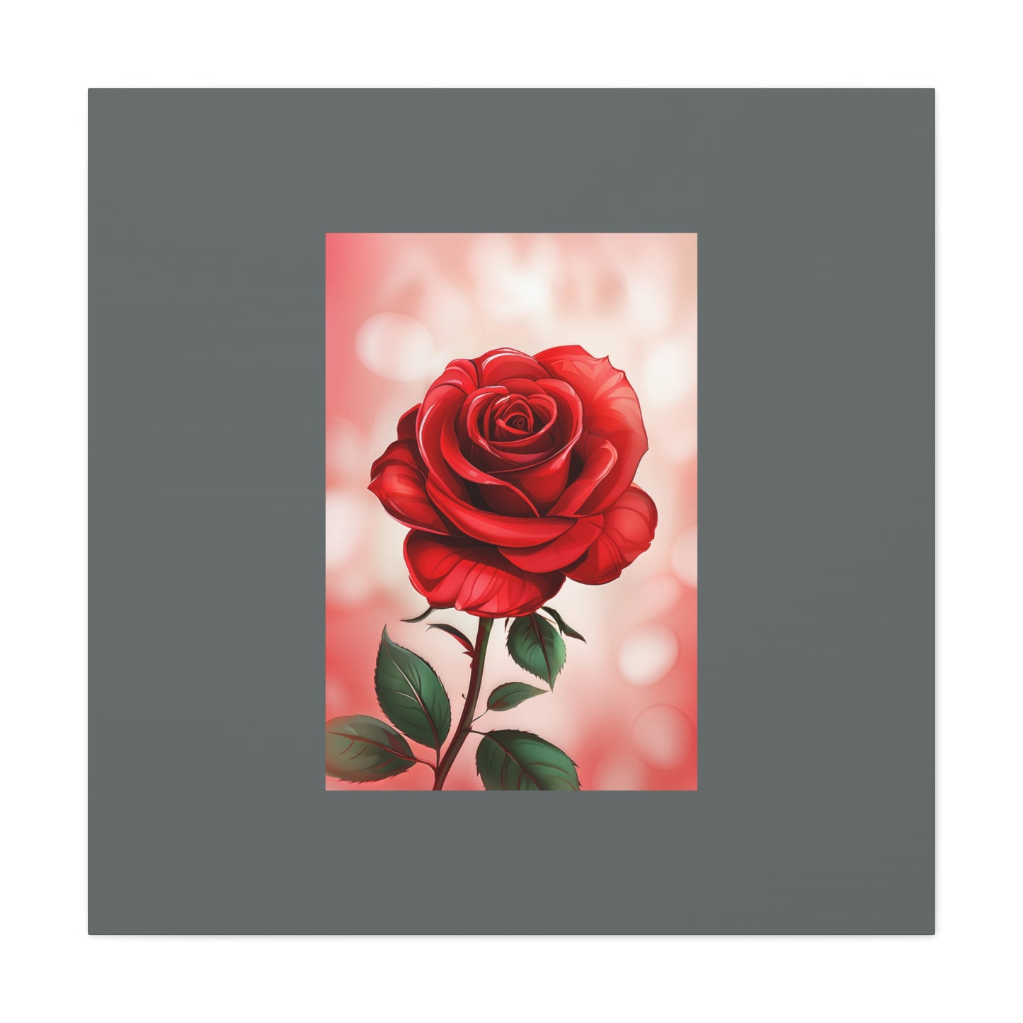 Red Rose Vertical Matte Canvas Print — Romantic Floral Wall Art