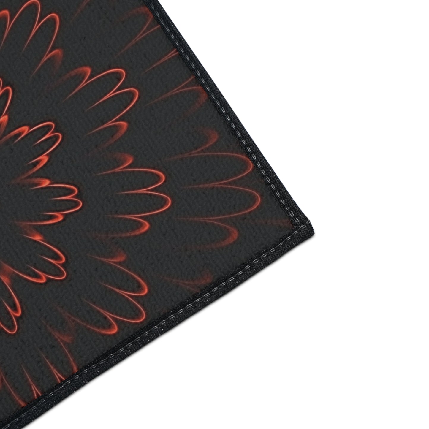 Floral Mandala Heavy Duty Floor Mat — Dark Red Radiant Entry Rug