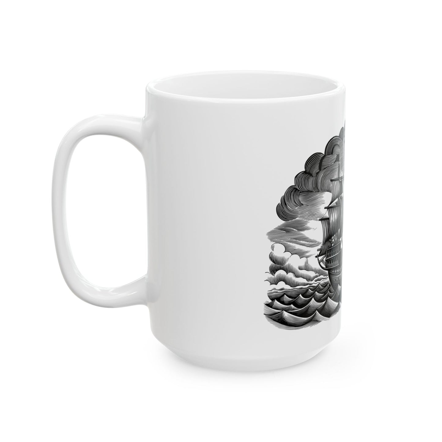 Nautical Ship Ceramic Mug - Vintage Sailing Design, Coffee Cup for Nautical Lovers, Gifts for Sea Captains, Ocean Theme