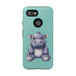 Cute Hippo Phone Case, Tough Phone Cover, Fun Animal Case, Gift for Kids, Cute Decor, Birthday Present
